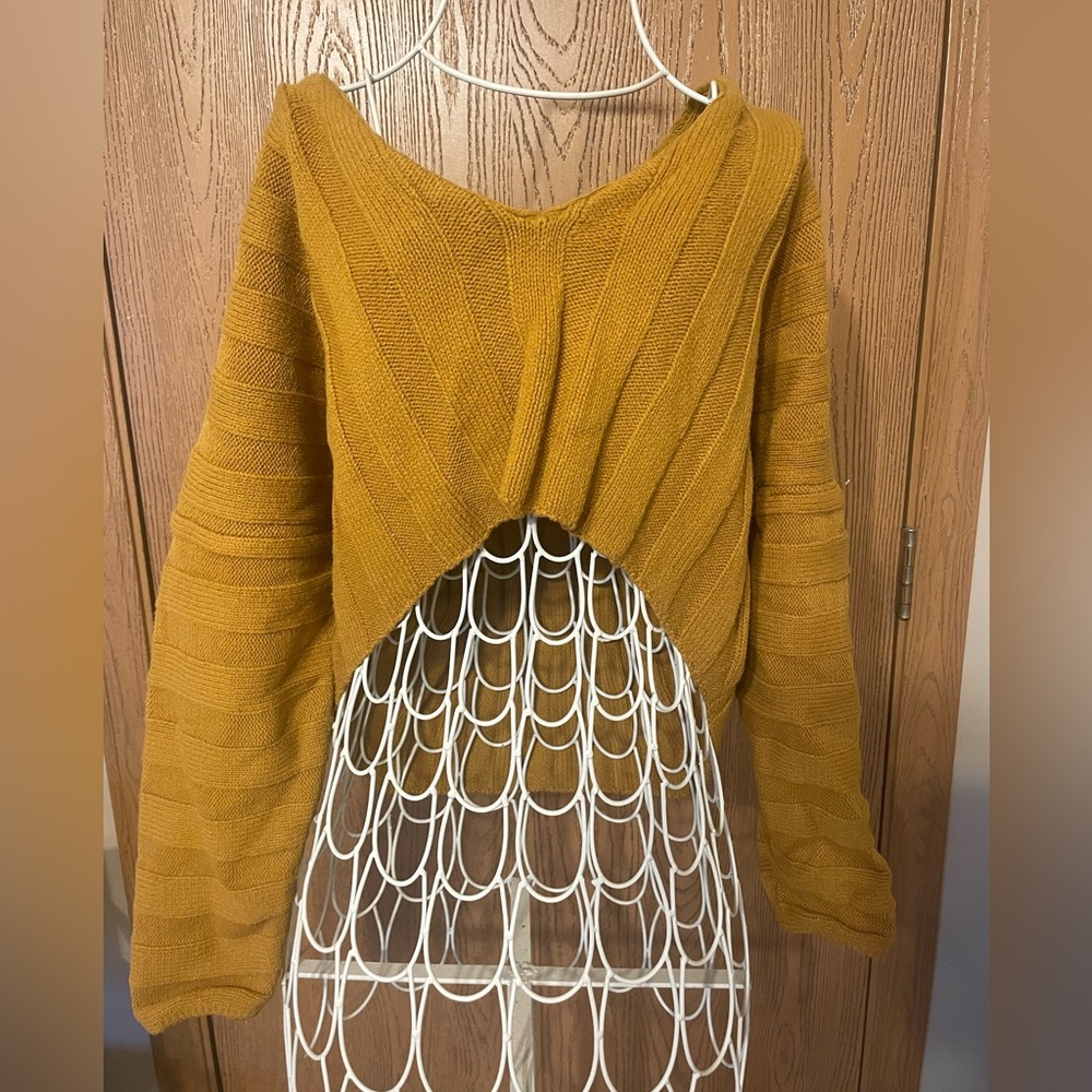 NWOT Forever 21 Cropped V-Neck Long-Sleeve Ribbed Knit Sweater